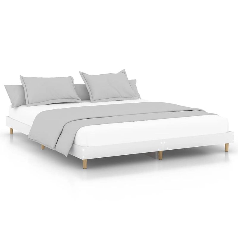 Foto van The living store bedframe - duurzaam - materiaal- bewerkt hout - afmetingen- 203 x 163 cm - kleur- wit