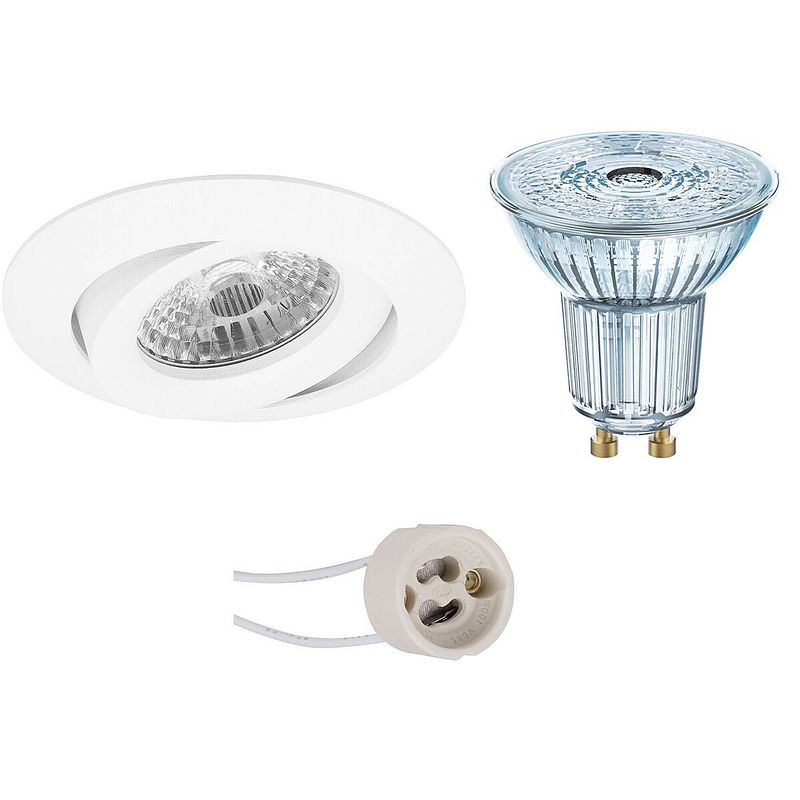 Foto van Led spot set - osram parathom par16 927 36d - pragmi uranio pro - gu10 fitting - dimbaar - inbouw rond - mat wit - 3.7w