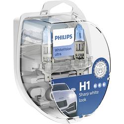 Foto van Philips 12258wvusm halogeenlamp whitevision h1 55 w 12 v