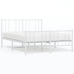 Foto van Vidaxl bedframe met hoofd- en voeteneinde metaal wit 150x200 cm