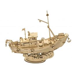 Foto van Robotime modelbouwpakket fishing ship 15,8 cm hout 104-delig