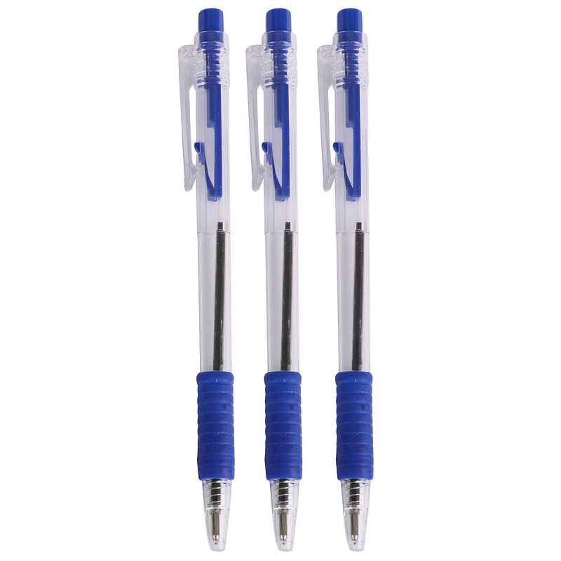 Foto van Balpennen - 8x stuks - blauw - softgrip - kliksysteem - pennen