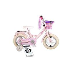 Foto van Volare kinderfiets ashley - 12 inch - roze - 95% afgemonteerd - met fietshelm en accessoires