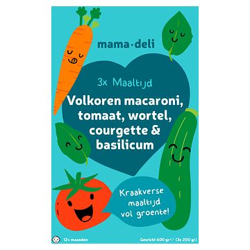 Foto van Mama deli maaltijd volkoren macaroni 12+ maanden 3 x 200g bij jumbo