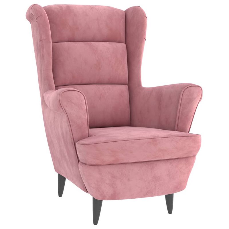 Foto van The living store fauteuil velvet - roze - 81 x 90 x 96.5 cm - max - 110 kg