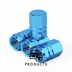 Foto van Tt-products ventieldopppen hexagon light blue aluminium 4 stuks lichtblauw