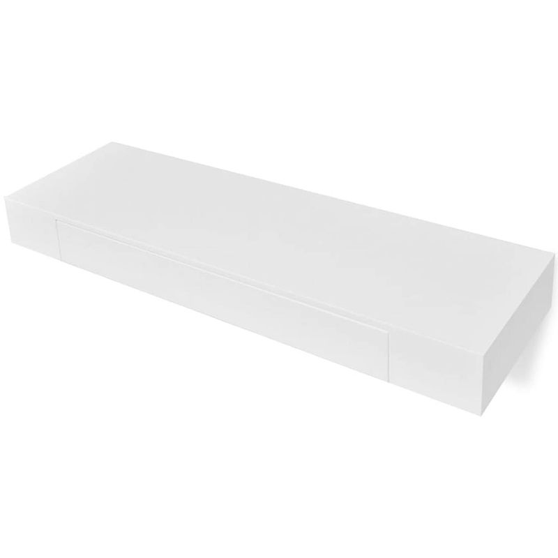 Foto van The living store wandplank - hangplank - wit - 80x25x8 cm - mdf met matte afwerking