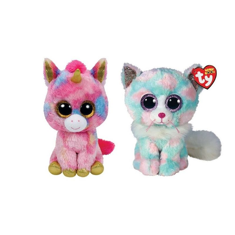 Foto van Ty - knuffel - beanie boo's - fantasia unicorn & opal cat