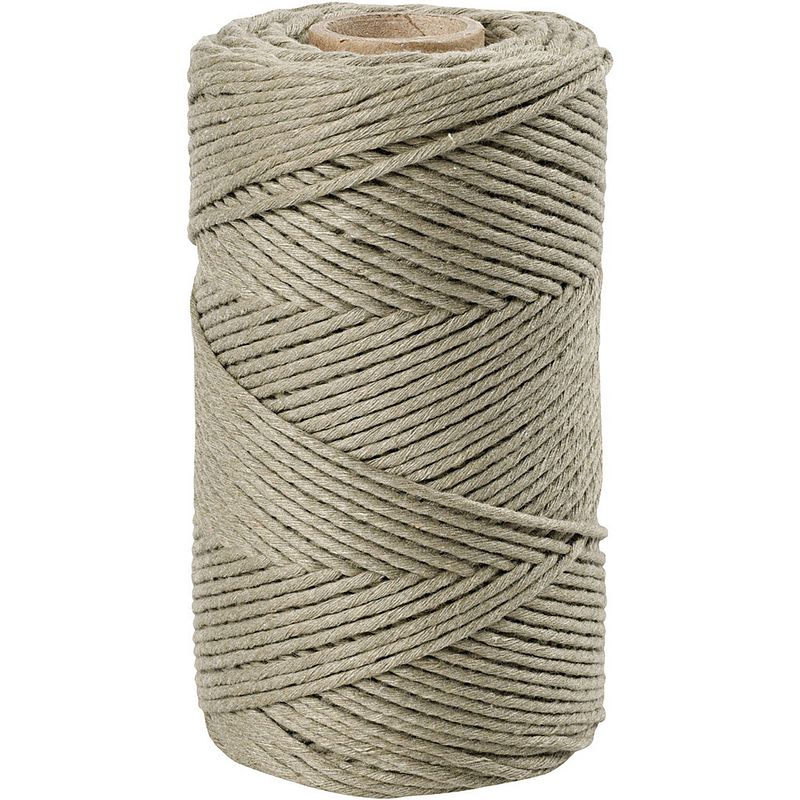 Foto van Packlinq macramé koord. mosgroen. l: 198 m. d 2 mm. 330 gr/ 1 rol