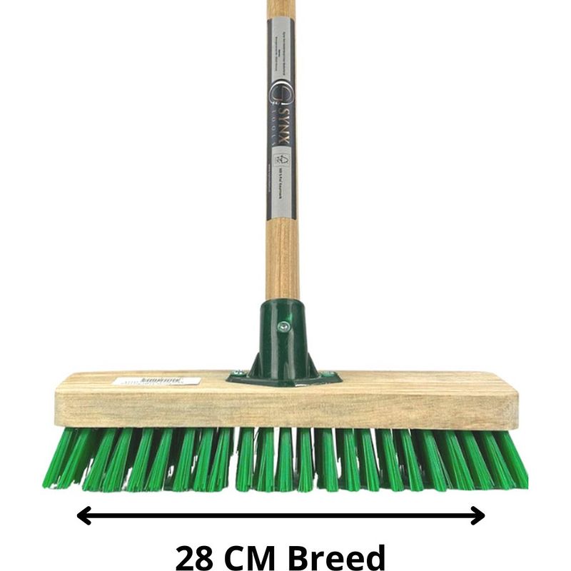 Foto van Synx tools tegelborstel 28cm - mosbezem - schrobbezem - bezem - mos - onkruidborstel - veger - harde borstel- bezem