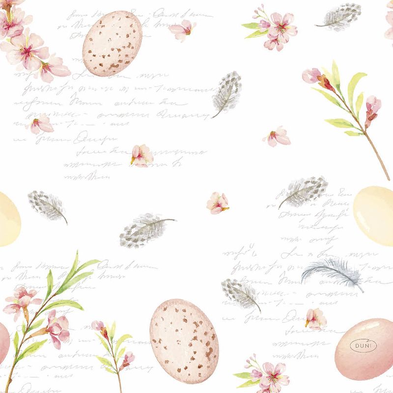 Foto van 40x pasen thema tafel servetten paaseieren wit/roze 33 x 33 cm - feestservetten
