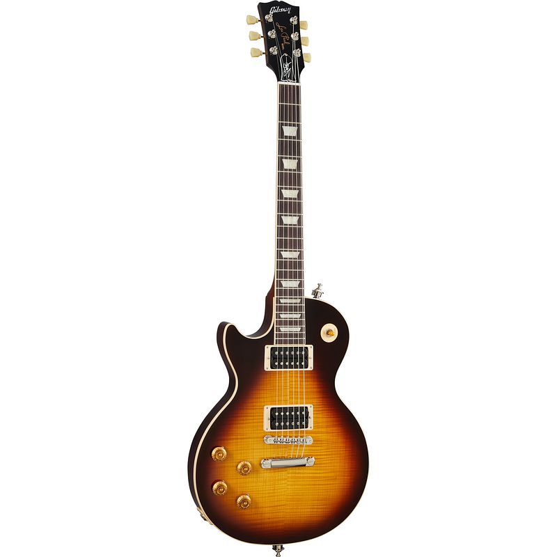 Foto van Gibson artist collection slash les paul standard lh november burst linkshandige elektrische gitaar met koffer