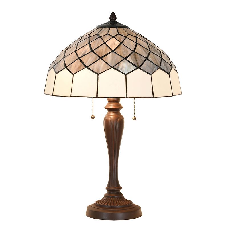 Foto van Lumilamp tiffany tafellamp ø 40x58 cm grijs glas tiffany bureaulamp grijs tiffany bureaulamp