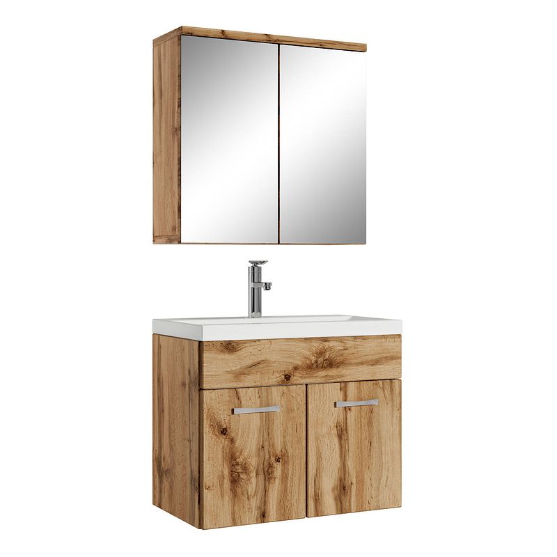 Foto van Badplaats badkamermeubel montreal 60cm met spiegelkast - eiken