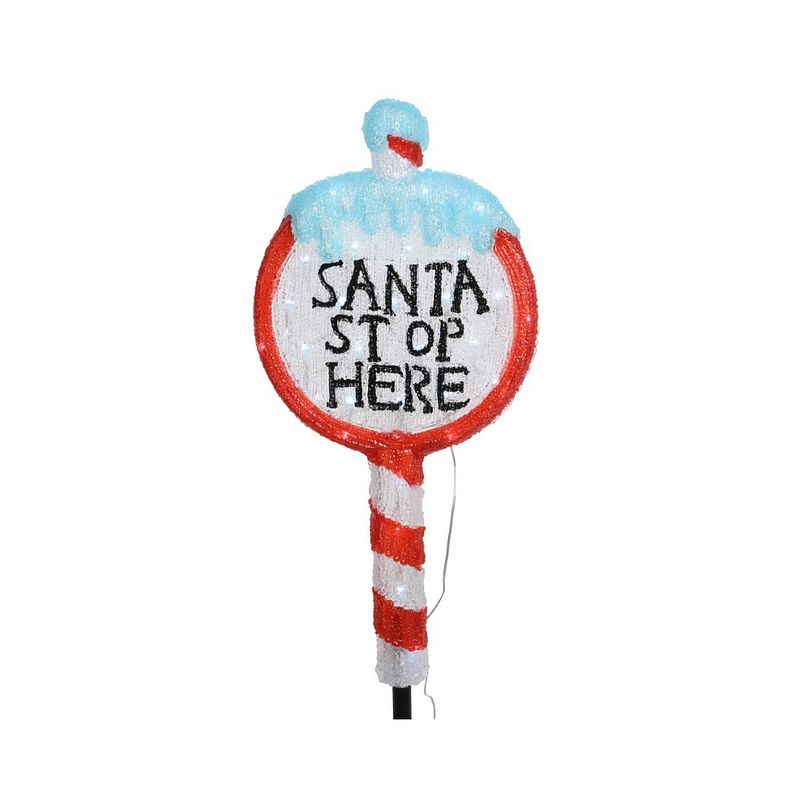 Foto van Led santa stop here acryl bui 93 cm 30l koelwit