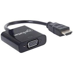 Foto van Manhattan 151436 hdmi / vga adapter [1x hdmi-stekker - 1x vga-bus] zwart afgeschermd, pvc-mantel, vergulde steekcontacten 0.3 m