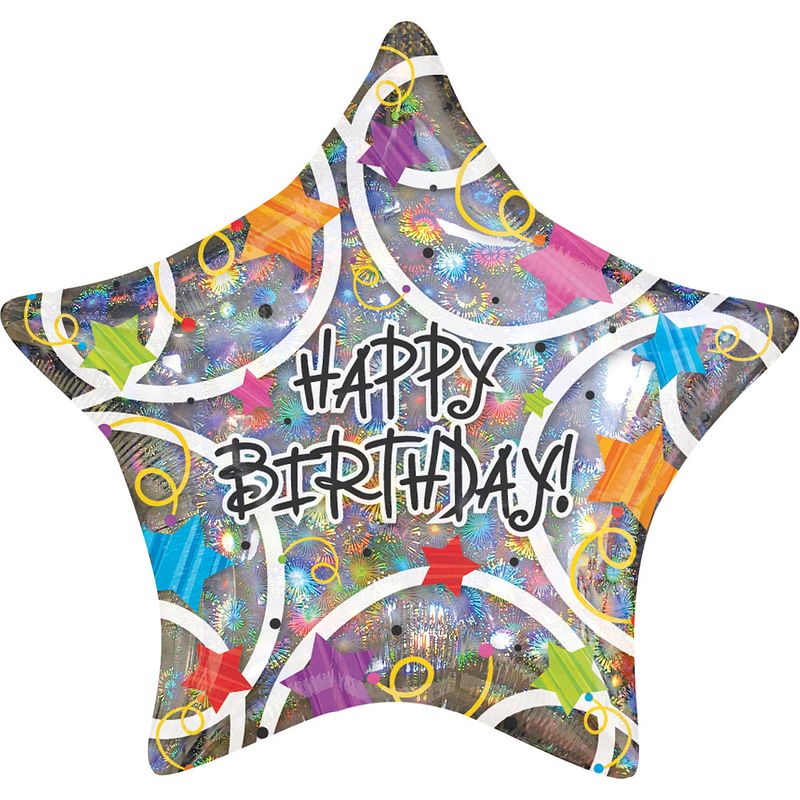 Foto van Anagram folieballon happy birthday star 20,5 cm zilver