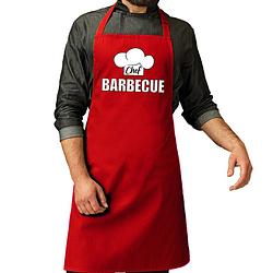 Foto van Schort chef barbecue rood voor heren - barbecue schorten - feestschorten