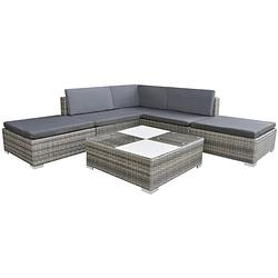 Foto van Vidaxl 6-delige loungeset met kussens poly rattan grijs