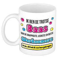 Foto van Bellatio decorations cadeau mok voor baas - grappig - keramiek - 300 ml - feest mokken