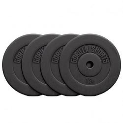 Foto van Gorilla sports halterschijven set - bundel - 30 kg (4 x 7,5 kg) - kunststof - 30