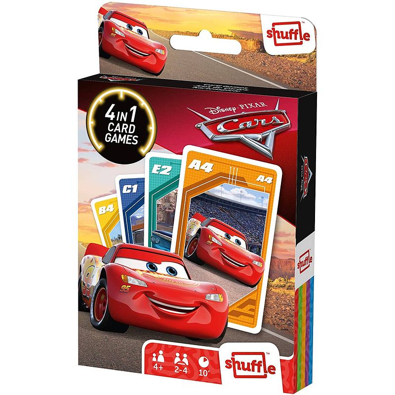 Foto van Shuffle kaartspel 4-in-1 disney pixar cars karton 32-delig