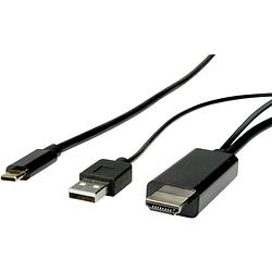 Foto van Roline usb-c / hdmi adapterkabel usb-c stekker, hdmi-a stekker 1.00 m zwart 11.04.5955 usb-c-displaykabel