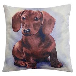 Foto van Clayre & eef sierkussen 43*43*4 cm bruin synthetisch vierkant hond kussenhoes met kussenvulling bruin kussenhoes met