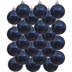 Foto van 24x glazen kerstballen glans donkerblauw 6 cm kerstboom versiering/decoratie - kerstbal