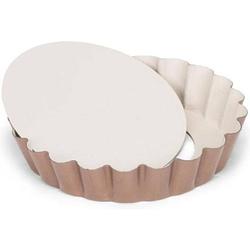 Foto van Patisse quichevorm mini met losse bodem 10 cm staal koper/beige