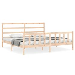 Foto van The living store bedframe massief grenenhout - 205.5 x 185.5 x 100 cm - functioneel hoofd- en voeteneinde