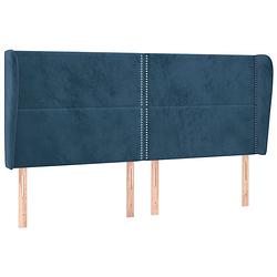 Foto van The living store hoofdbord - 203 x 23 x 118/128 cm - donkerblauw fluweel