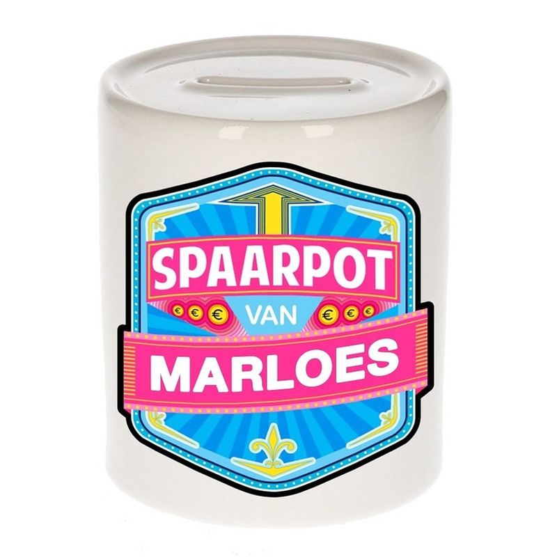 Foto van Kinder spaarpot voor marloes - keramiek - naam spaarpotten