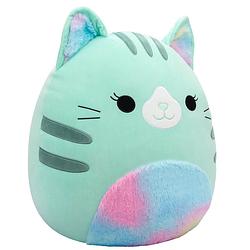 Foto van Squishmallows knuffel corinna de blauwe kat met tie-die buik - 60 cm