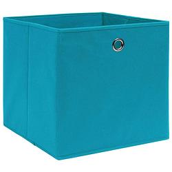 Foto van The living store opbergbox - babyblauw - nonwoven stof - 28x28x28 cm (lxbxh) - set van 1