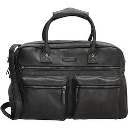 Foto van Handtas - dames - kunstleer - zwart - laptoptas omhang hand & schoudertas western bag - laptop 15.6 inch zwart - black -