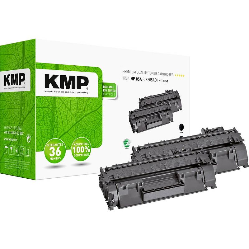 Foto van Kmp h-t235d toner 2-pack vervangt hp hp 05a (ce505a) zwart compatibel toner set van 2