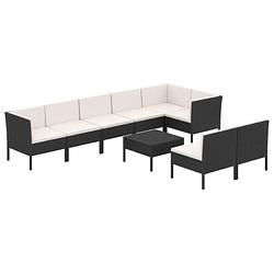 Foto van Vidaxl 9-delige loungeset met kussens poly rattan zwart