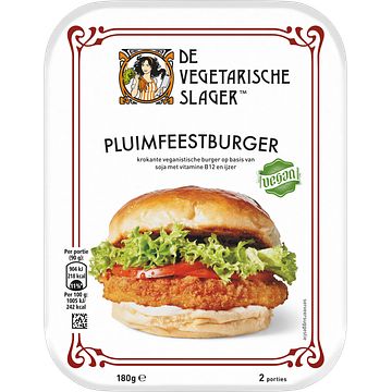 Foto van De vegetarische slager pluimfeestburger veganistisch 180g bij jumbo