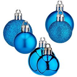 Foto van Kleine kerstballen - 40x st - turquoise blauw - 3 en 4 cm - kerstbal