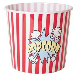 Foto van Gerimport popcorn bak - rood/wit - kunststof - d24 - 9 liter - herbruikbaar - snack en tapasschalen