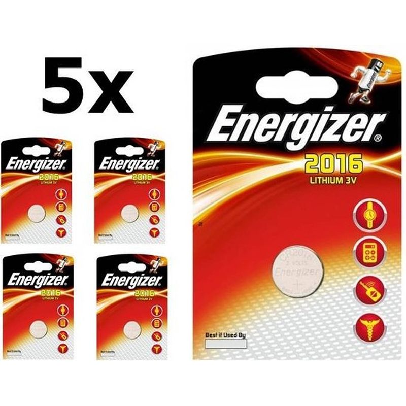 Foto van 5 stuks - energizer cr2016 professional electronics 3v 90mah lithium knoopcel