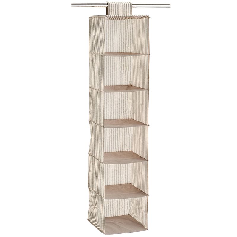 Foto van Kast organizer - hangend - 6 vakken - 30 x 30 x 129 cm - beige - opbergmanden