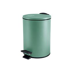 Foto van Spirella pedaalemmer cannes - groen - 5 liter - metaal - l20 x h27 cm - soft-close - toilet/badkamer - pedaalemmers