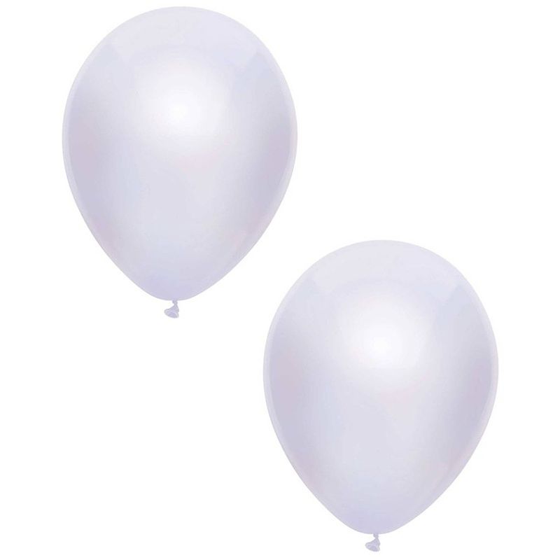 Foto van 10x witte metallic ballonnen 30 cm - ballonnen