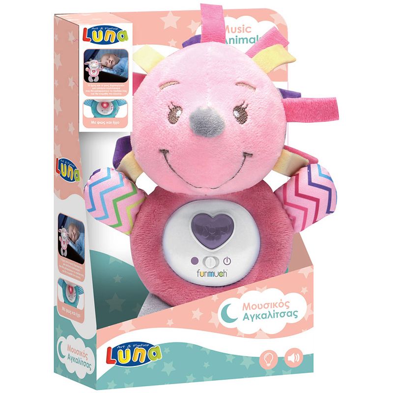 Foto van Luna nachtlampje knuffelegel junior polyester roze/grijs