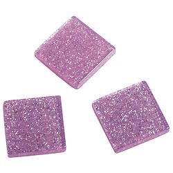 Foto van 615x stuks acryl glitter mozaiek steentjes/tegeltjes roze 1 x 1 cm - mozaiektegel