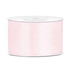 Foto van 1x hobby/decoratie licht poeder roze satijnen sierlinten 3,8 cm/38 mm x 25 meter - cadeaulinten