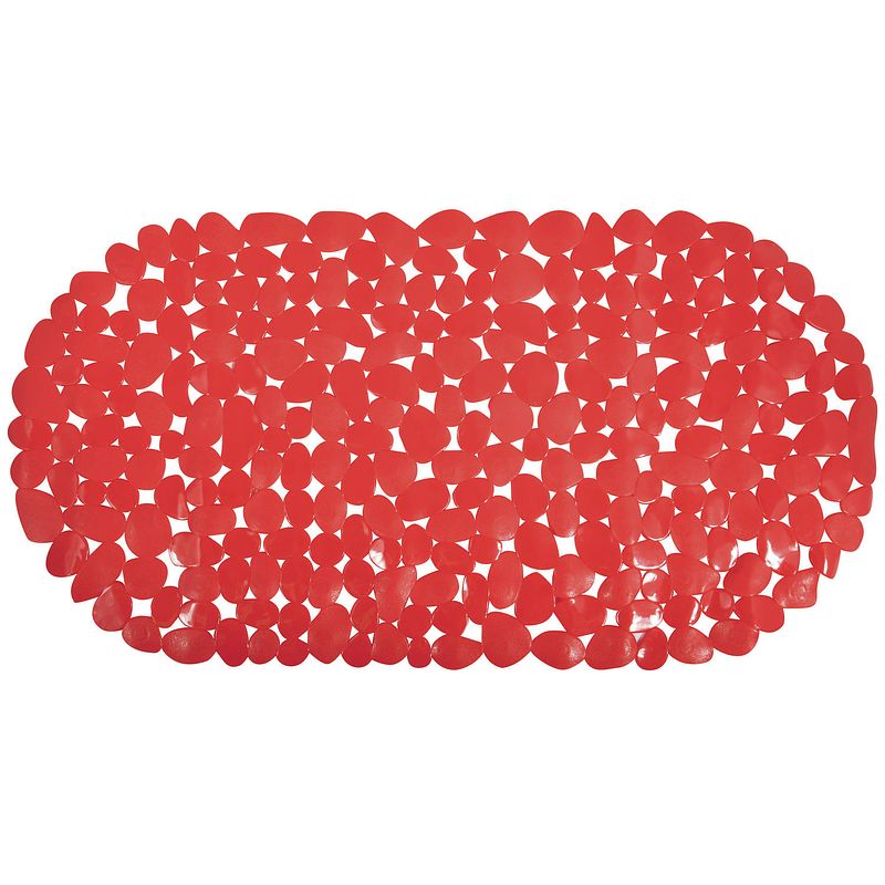 Foto van Msv douche/bad anti-slip mat - badkamer - pvc - rood - 39 x 99 cm - badmatjes