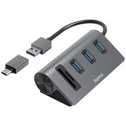 Foto van Hama usb 3.2 gen 1-hub 5 poorten met ingebouwde sd-kaartlezer, met usb-c stekker grijs